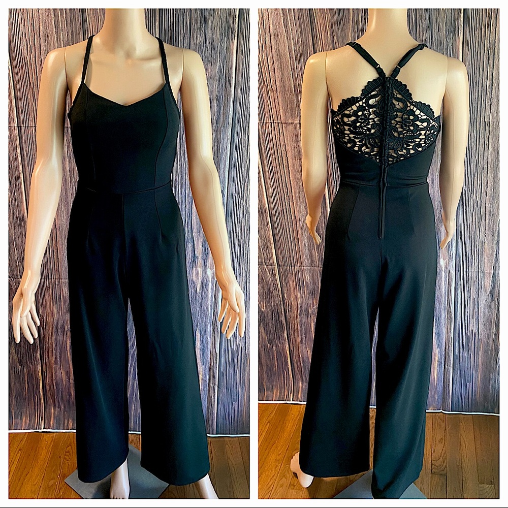 Mi Ami size XXS contemporary black lace romper jumpsuit adjustable straps